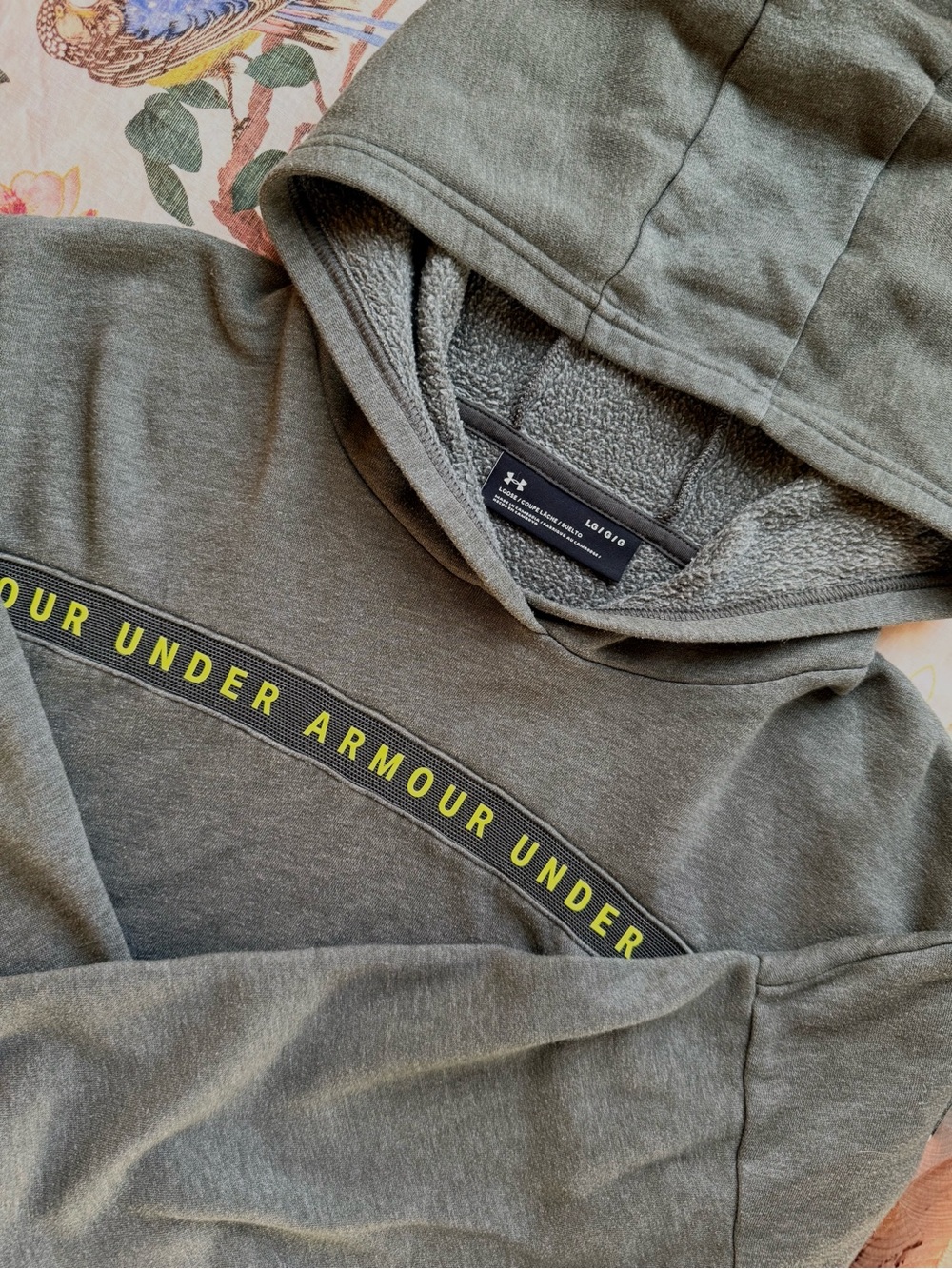 Under Armour Cropped Olive Hoodie with Logo Tape